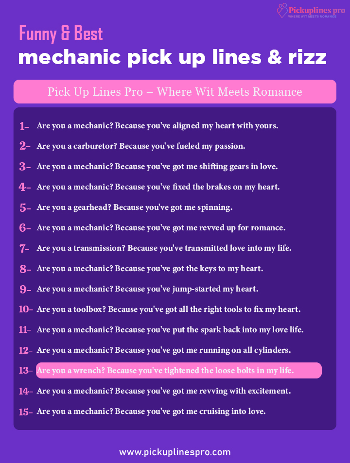 Pick Up Lines to Use on Mechanics