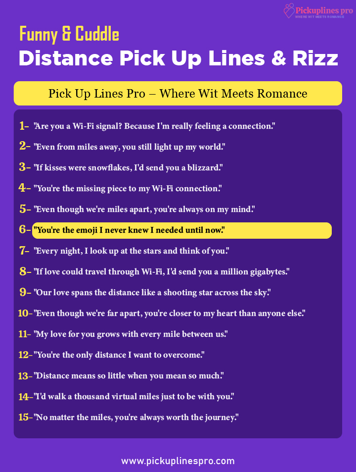 Romantic Distance Pick Up And Rizz Lines