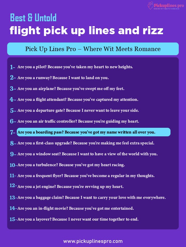 Flight Attendant Pick Up Lines